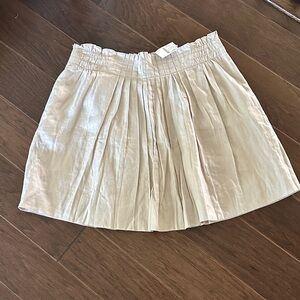 J. Crew Cream Linen Pleated Mini Skirt